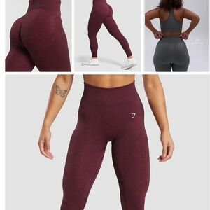 Women's Burgundy High-Waisted Lift Contour Gymshark Leggings Large